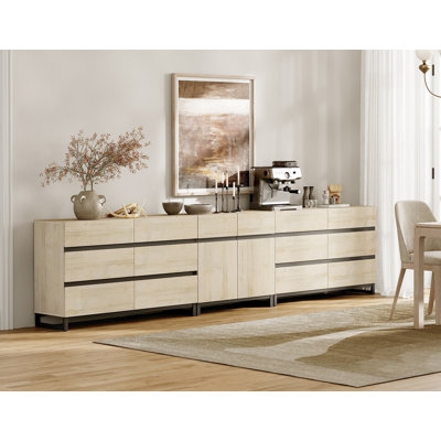 Buffet 3 en 1 moderne avec 12 tiroirs, armoire de rangement avec tablettes réglables, armoire à café pour le salon, cuisine