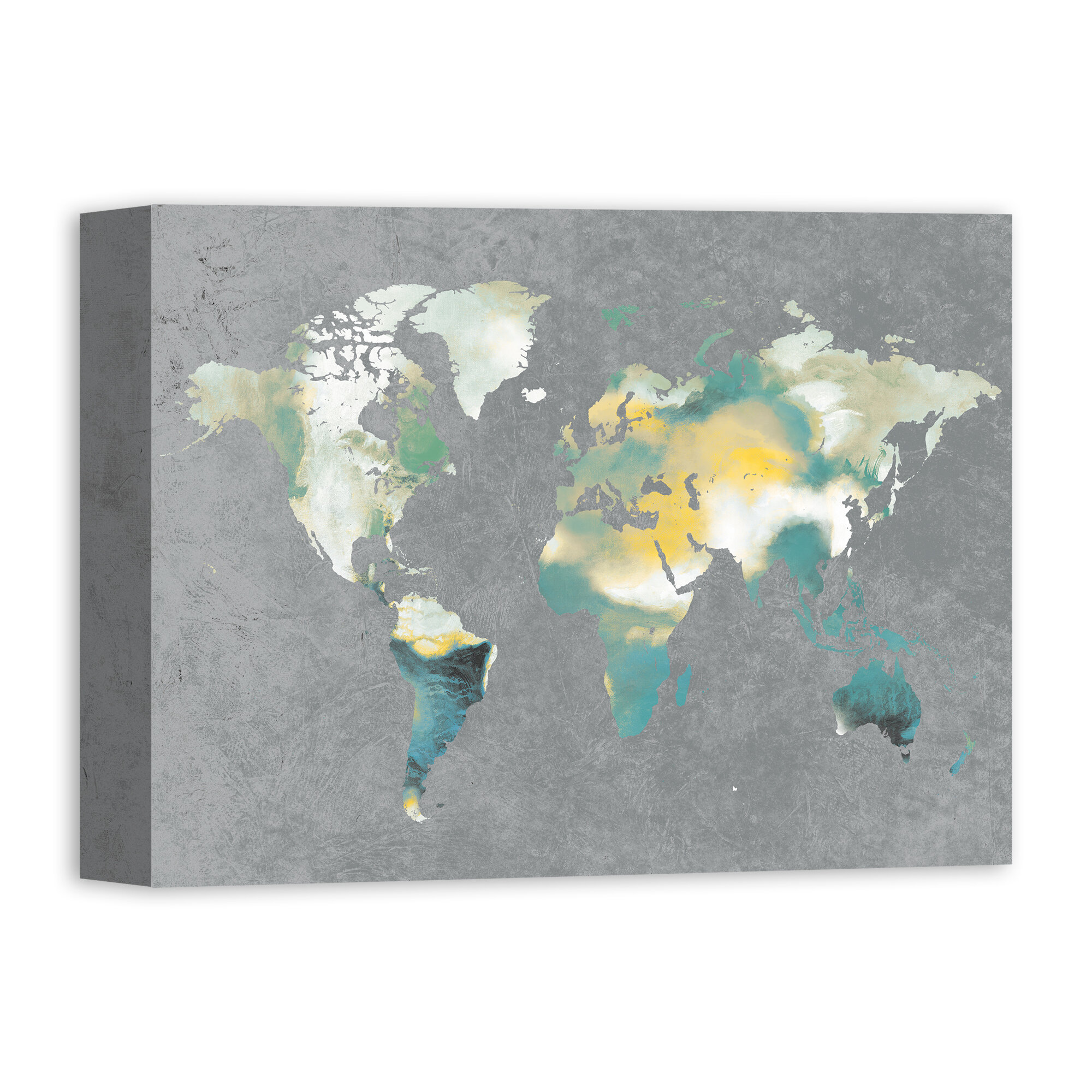 Wrought Studio 'World Map' Rectangle Watercolor Painting Print on ...