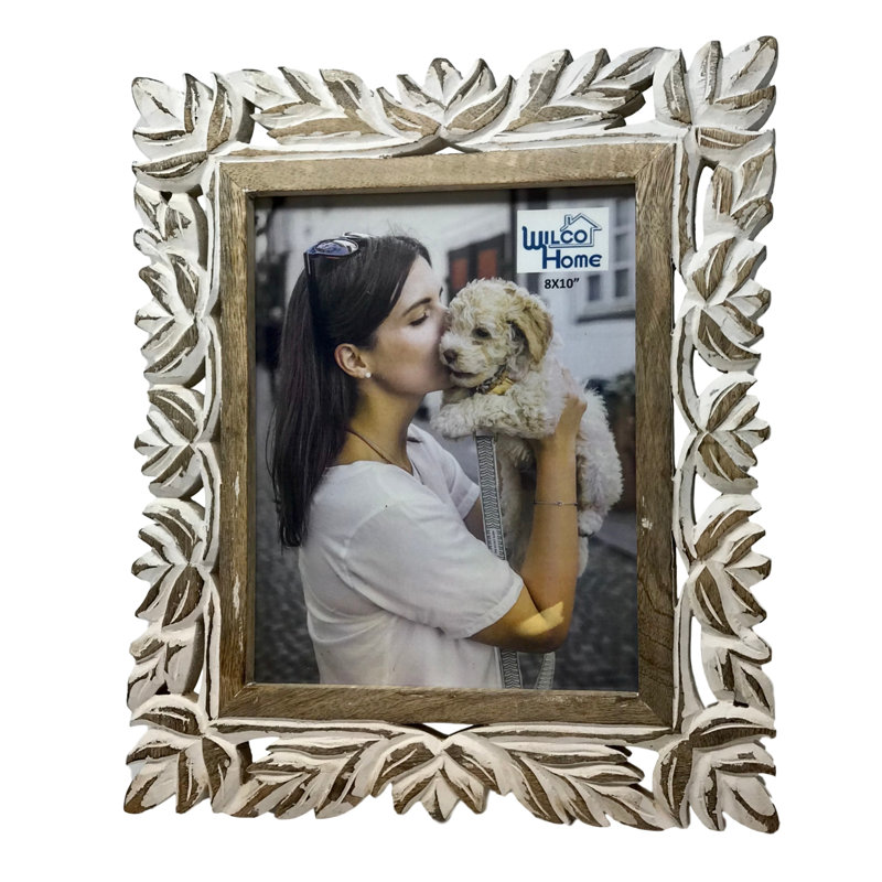 Brown Wood Embossed Picture Frame, 4" x 6"
