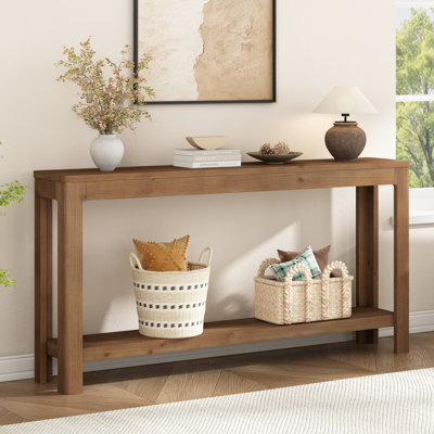 63'' Farmhouse Narrow Console Table with Shelf, Modern Sllim Sofa Table for Entryway, Living Room or Hallway