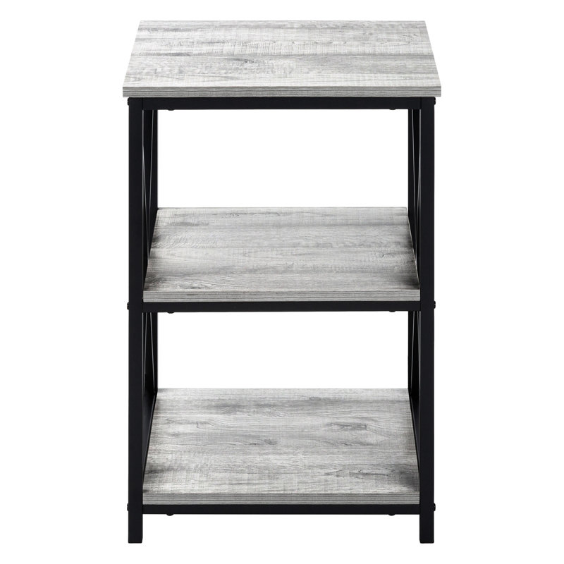 Table de bout en stratifié gris avec structure en métal noir pour un accessoire de chambre à coucher de longue durée 3