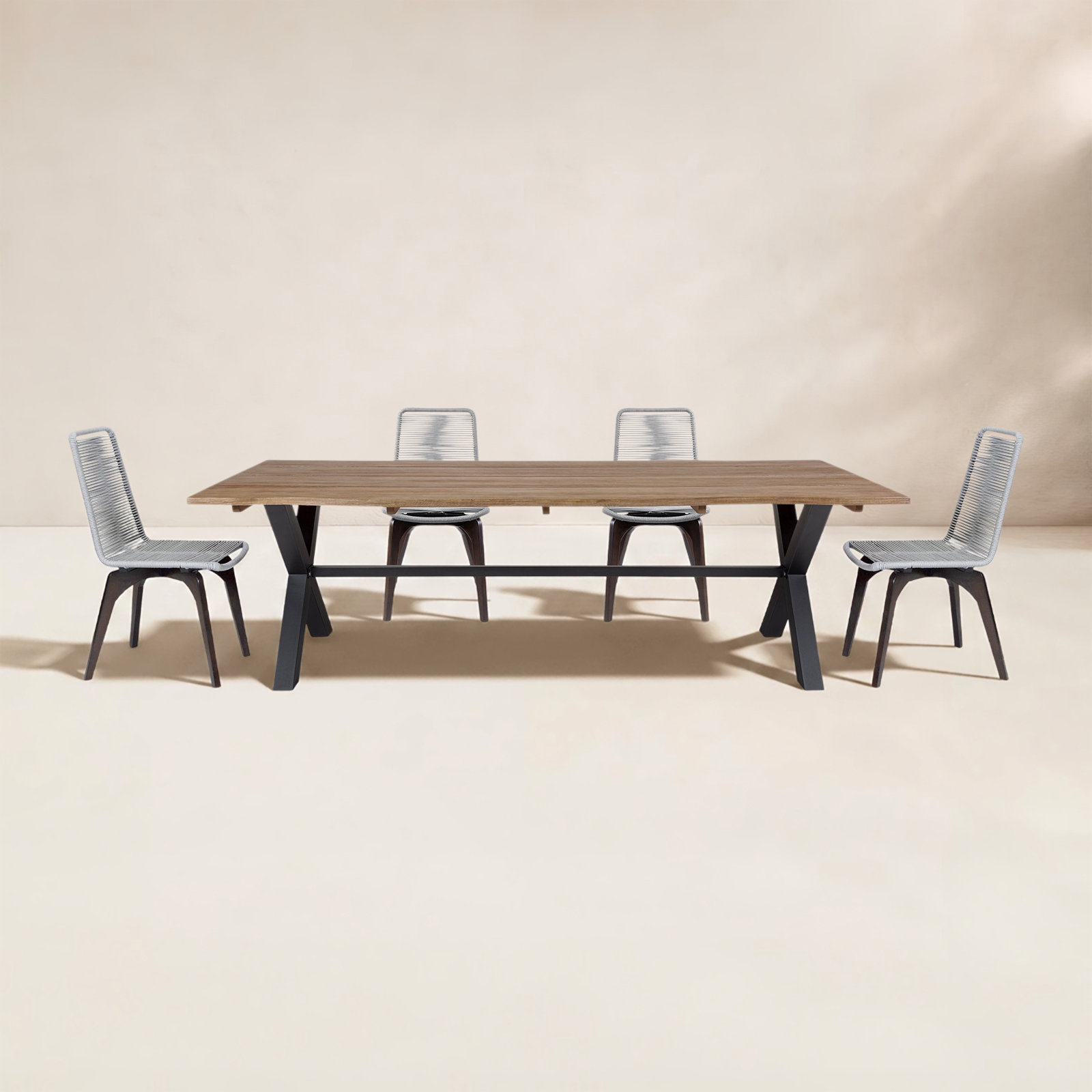 Naples 94.5'' Rectangular Outdoor Dining Set, 4
