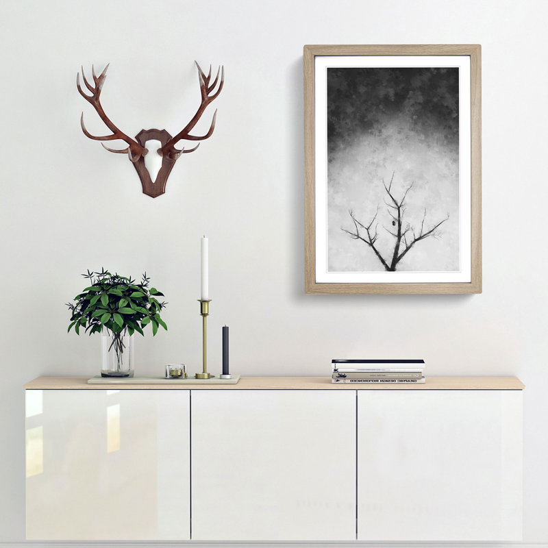 Bird House in a Tree - Picture Frame Graphic Art Print, Oak Framed, 33cm H x 24cm W x 2cm D