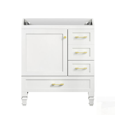 Meuble-lavabo de salle de bain avec rangement abondant, portes à fermeture douce et trois tiroirs pour un design élégant et fonctionnel