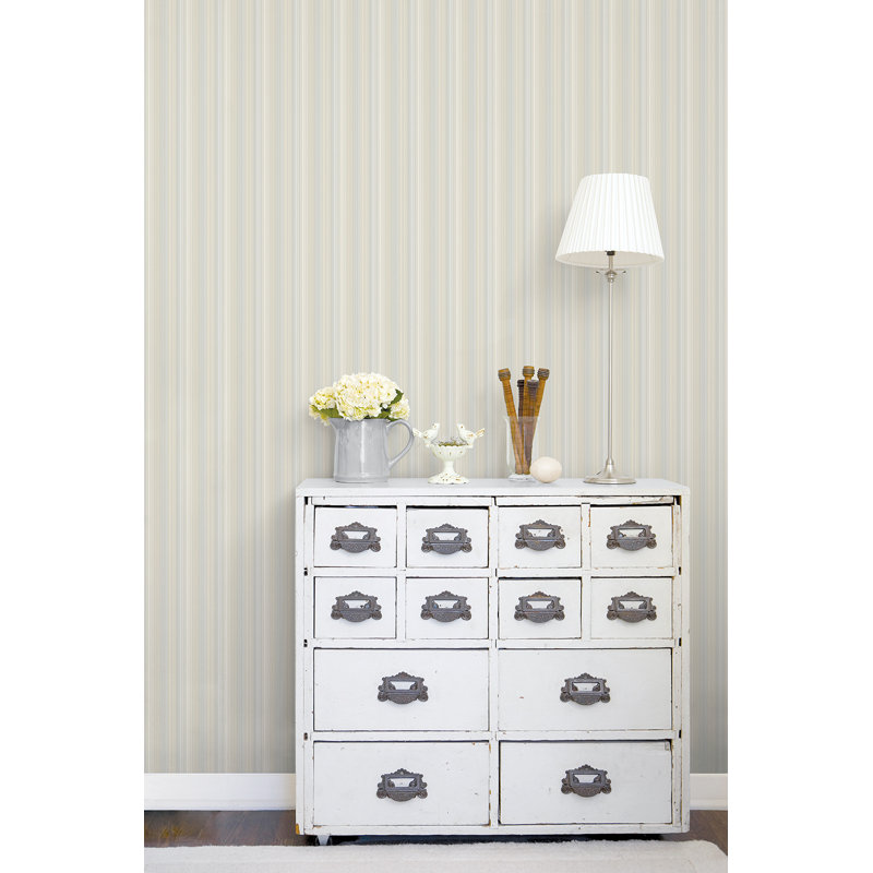 10m x 53cm Matte Wallpaper Roll, Blue/Cream/Taupe