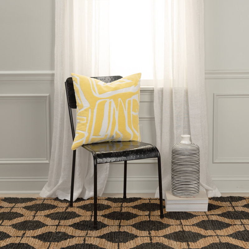 Housse et insert de coussin décoratif carré 100% coton Haslet, Ivoire / Jaune