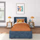 Solid Wood Upholstered Panel Bed with Rectangular Headboard