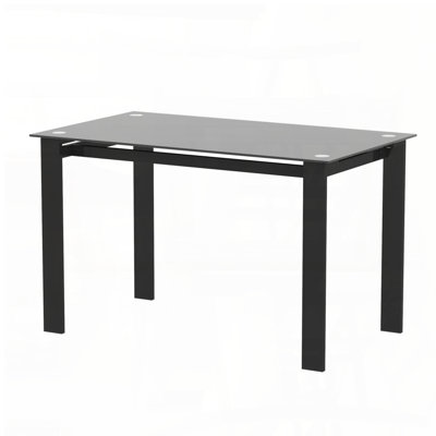 Tempered Glass Dining Table with Metal Legs