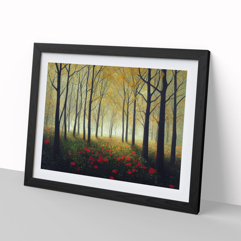XH1022-8171X Spring Forest Flowers Vol.2 - Single Picture Frame Print, Black Framed, 46cm H x 64cm W x 2cm D