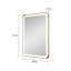 Miroir de salle de bain rectangulaire mural de 61 cm (L) x 81 cm (H) avec cadre en or brossé, éclairage DEL, fonction antibuée et mémoire.-88552432-132870537