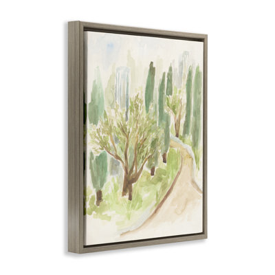  Abstract Road with Trees Framed Floater Canvas Wall Art by June Erica Vess