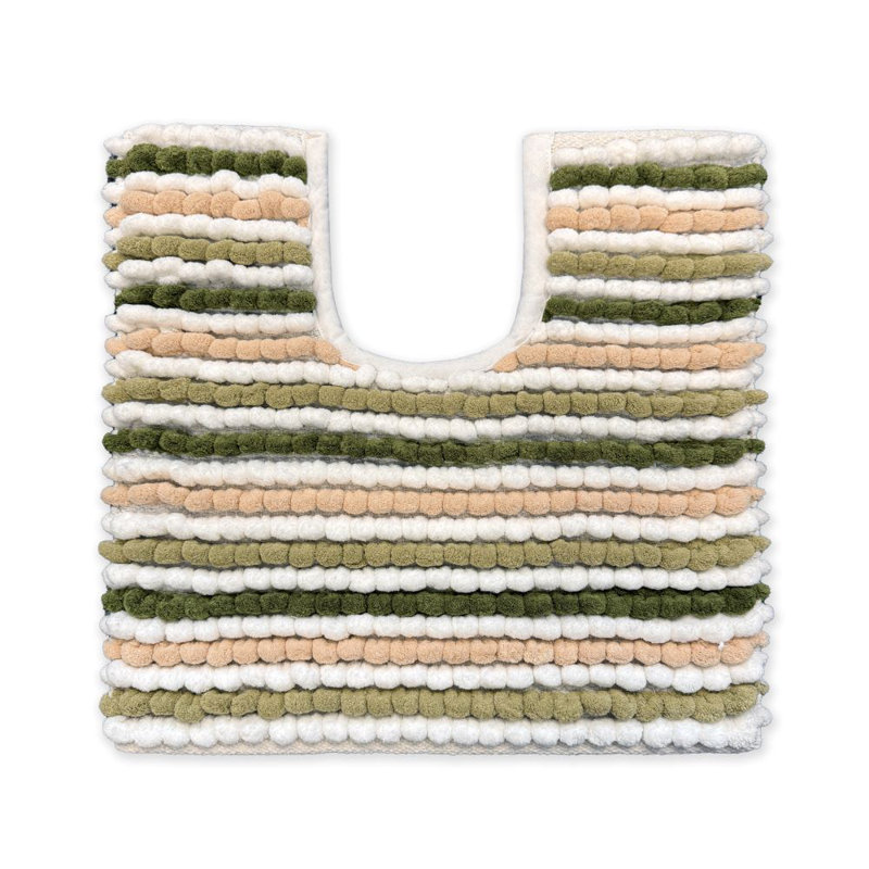 Mikayel Striped Chunky Bobble Pedestal Mat, Green
