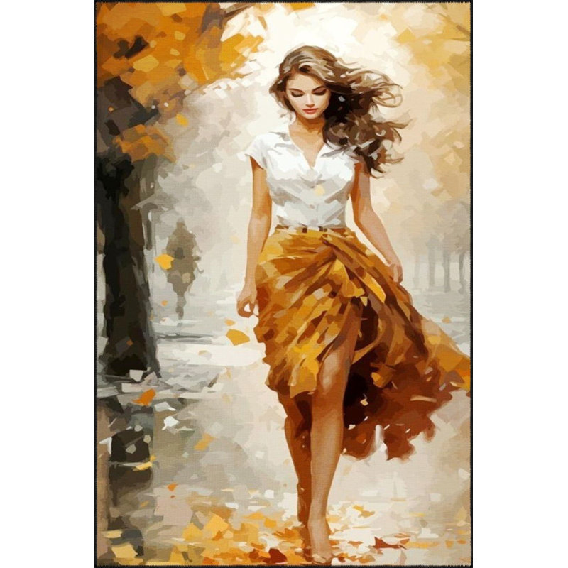 Tapis jaune lavable à motif de base jaune, Sous-tapis rectangulaire 4 pi 7 po x 6 pi 7 po inc