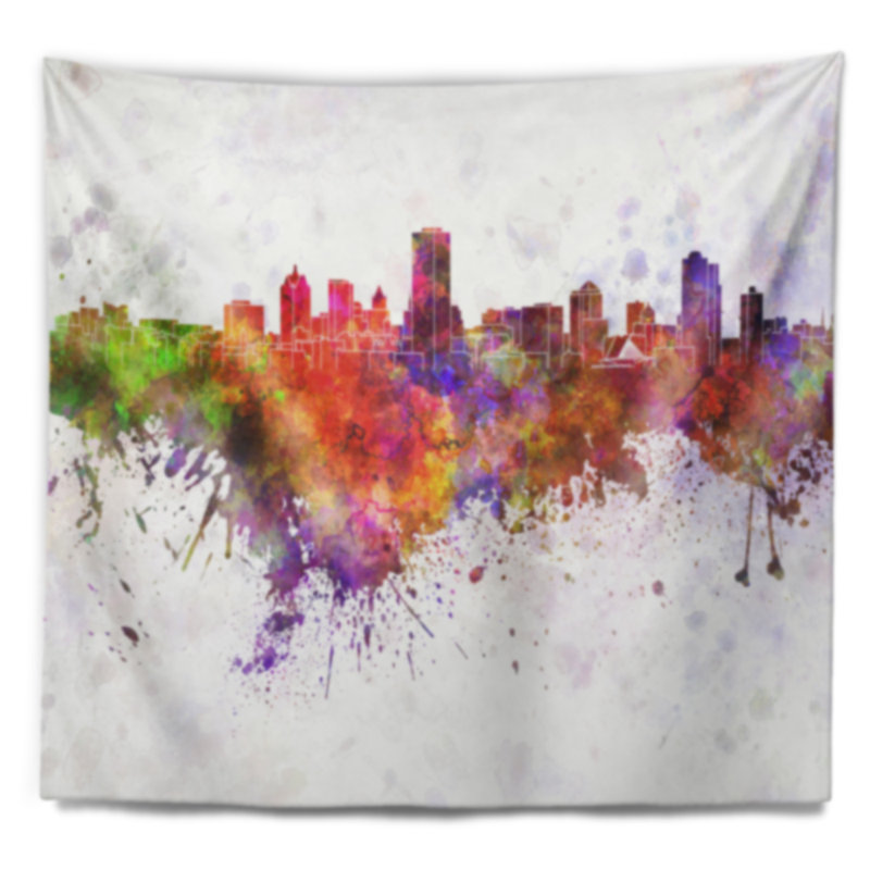 Milwaukee skyline tapisserie Cityscape, H 32 po x l 39 po