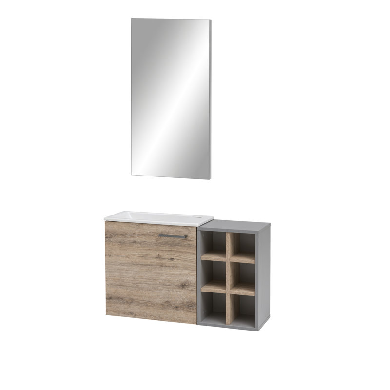 Pablo Vanity & Mirror Set, Grey/Wild oak