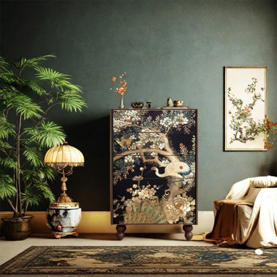 Stylish Decorative Cabinet with Pine Wood Frame