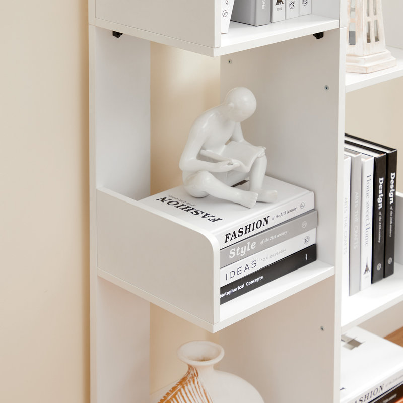 Nemec Geometric Bookcase, White