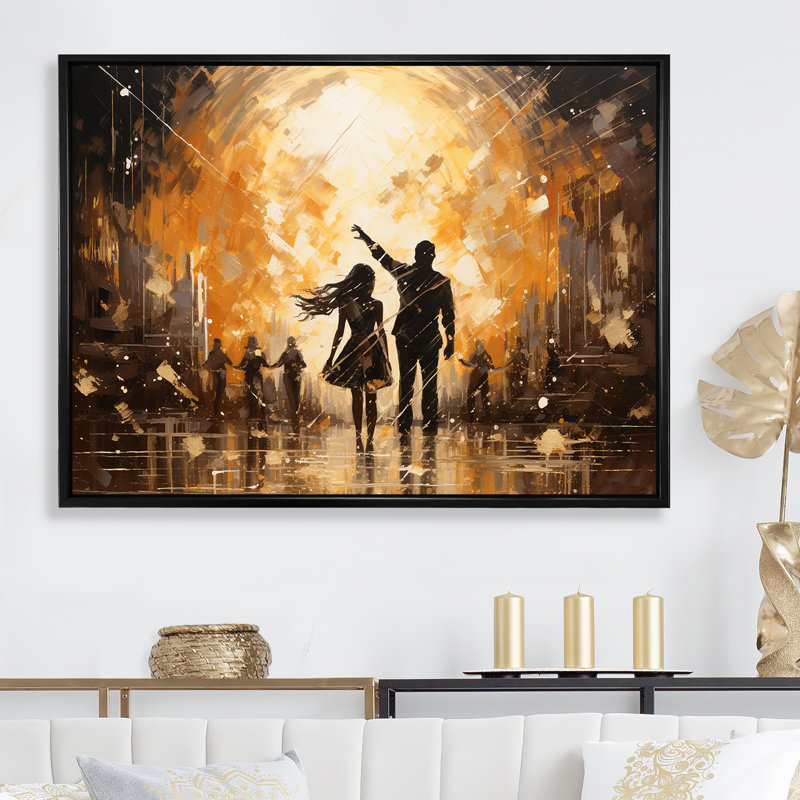 Disco Dazzle Dancer Complicity sur toile, H 24 po x l 32 po x P 1 po, Cadre flottant noir
