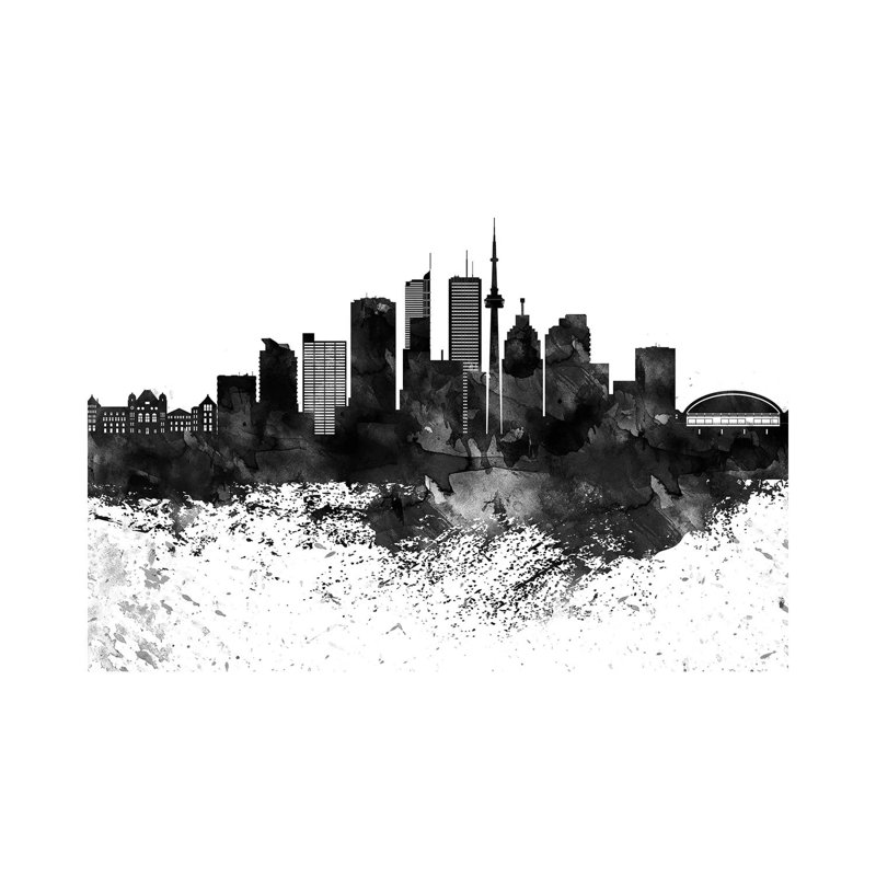 Toronto Skyline, Drops by WallDecorAddict - Wrapped Canvas Painting, 30.48 cm H x 45.72 cm W