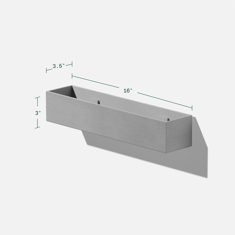 Pot à fleurs suspendu Geo Series, H 3 po x l 16 po x P 3,5 po, Ensemble de 2, gris