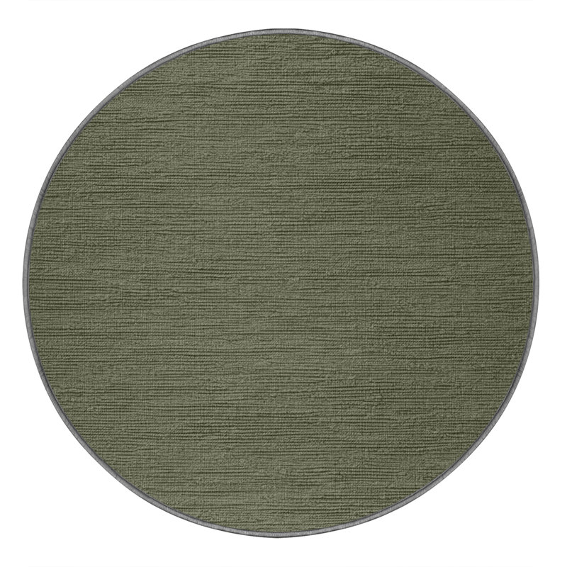 Machine Washable Solid Brown Area Rug, Round 4'