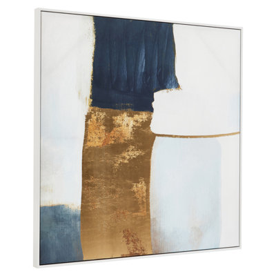 Astratto Blue And Gold Foil - Single Picture Frame Painting on Canvas