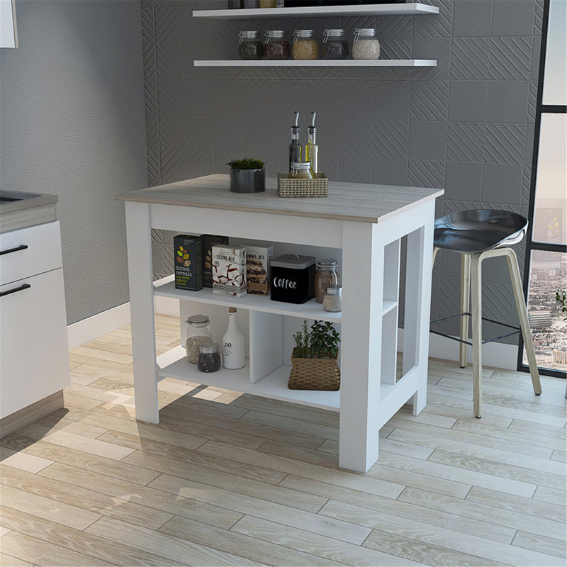 Versatile Antibacterial Kitchen Island with Abundant Storage for Ideal Cooking, Light Gray