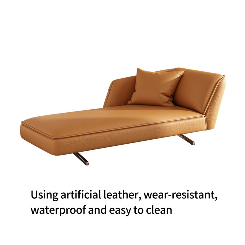 Méridiennes en cuir pour chambre à coucher, Orange, Orienté à droite