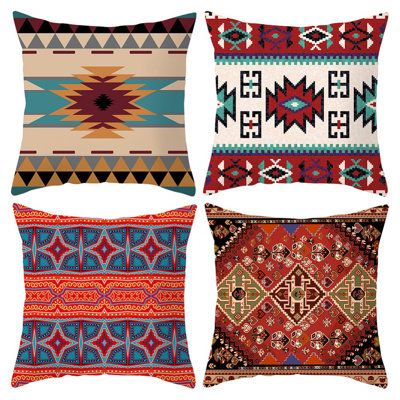 Ensemble de 4 housses de coussins décoratifs carrés en velours Boho