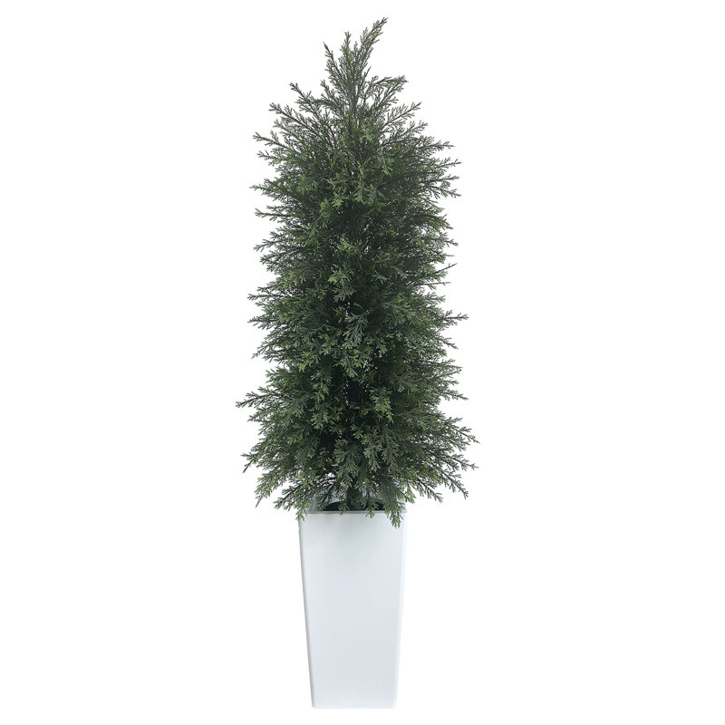 Artificial Cedar Tree With White Pot