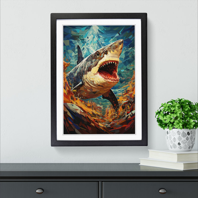 Shark Orphism Framed Print, Black Framed, 64cm H x 46cm W x 2cm D
