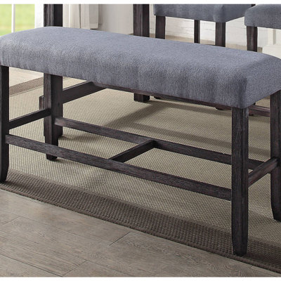 Grey Weathered Living Room Bench - Foam Padded Solid Frame Sitting Wood