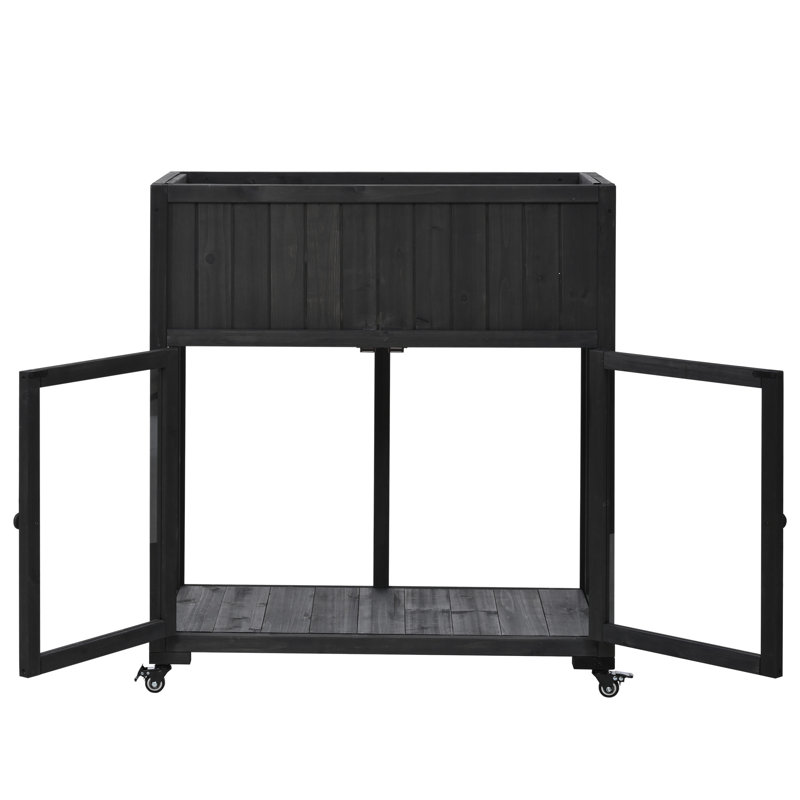 Mini cadre froid en bois pour terrasse 35,4 po x 17,7 po x 37,4 po TopMAX, Noir