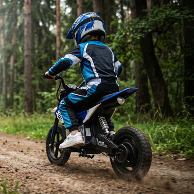 24V Kids Electric Ride-On Dirt Bike with 200W Hub Motor, Adjustable Speed, Rear Suspension, LED Lights and Wireless Music