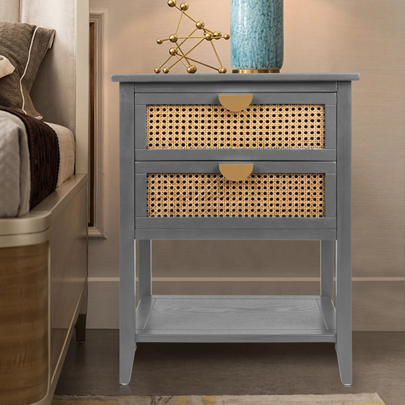 Alderico 15.75'' W Solid Wood Nightstand, Gray