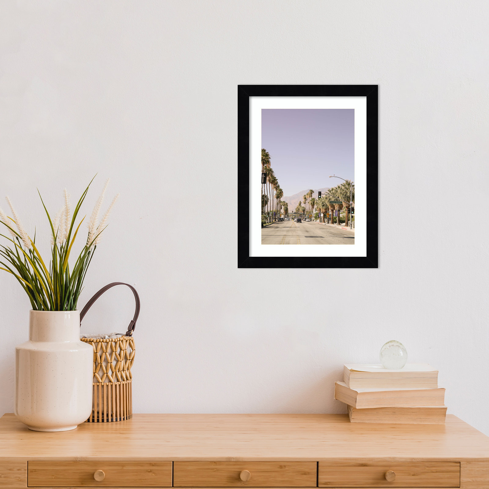 Daisey "Palm Spring Street" Print, Black, 13" H x 10" W