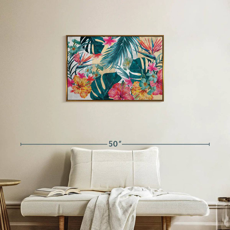 Flore tropicale, Cadre flottant doré, 31 po x 21 po