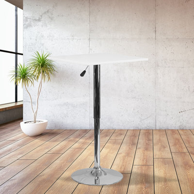 Table carrée ajustable en bois blanc Annalese 23,75 po (plage réglable de 33 po à 40,5 po)