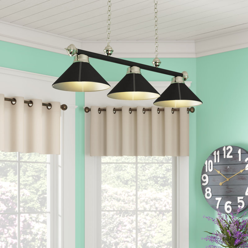 Luminaire suspendu pour table de billard Bowdon, 54 po, Cuir noir