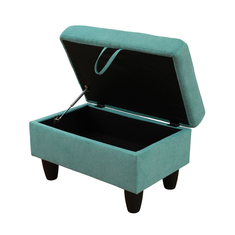 Ensemble canapé et pouf en lin bleu turquoise pour salon