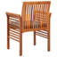 Ensemble de 4 chaises de salle à manger d'extérieur, bois d'acacia brun à lattes, tissu gris