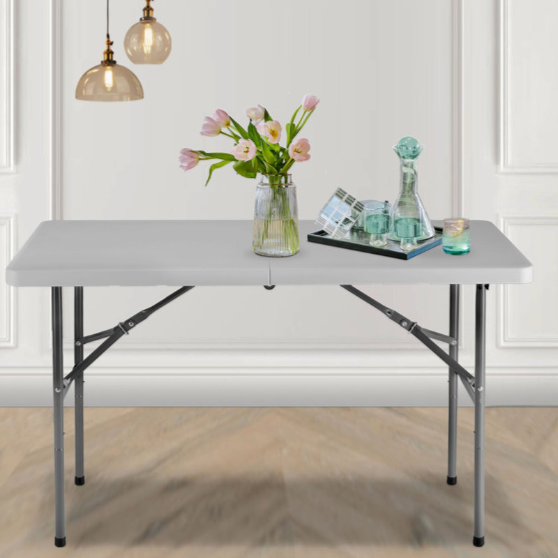 48-Inch Gray Metal and Plastic Folding Camping Table