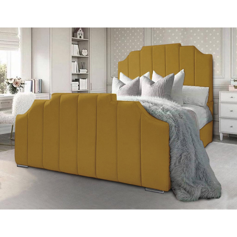 Tyrion Upholstered Bed , Double (4'6), Turmeric