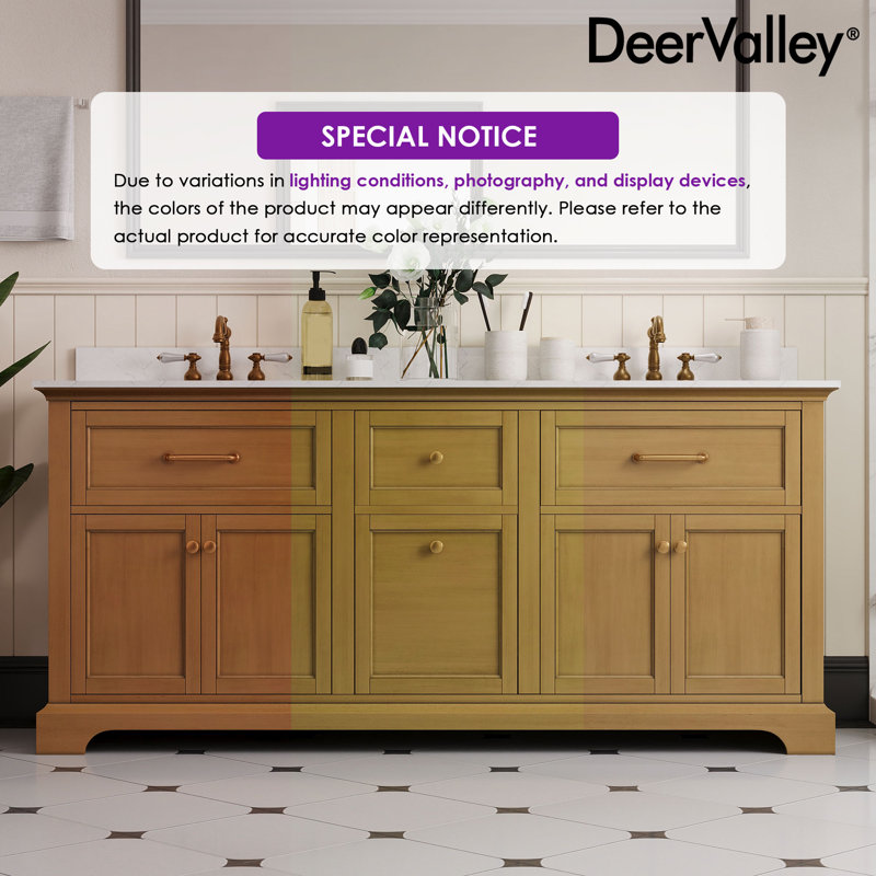 Heritage 72" Fully Assembled Double Bathroom Vanity with Engineered Marble Top, Soft Closing and Splash Guard