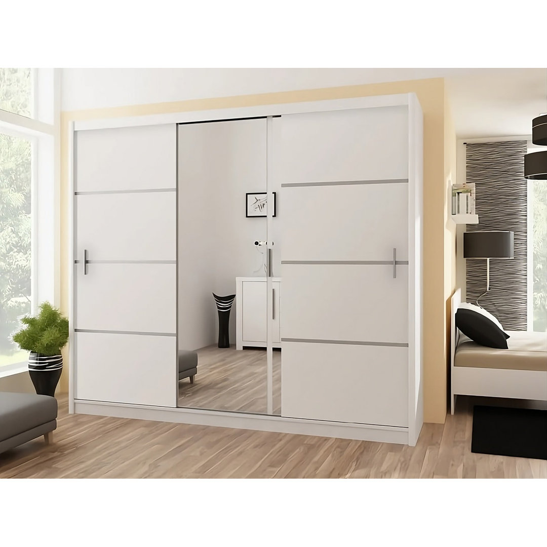 Vista 250cm Sliding Wardrobe in White Matt - Clean Lines with Sleek Mirror