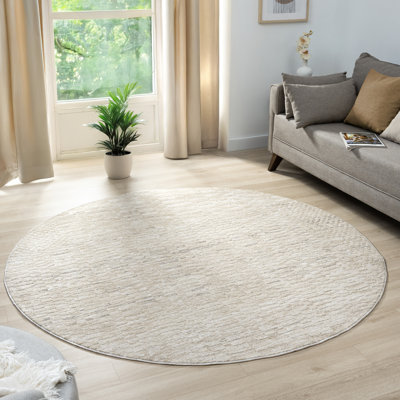 Cream/Beige Farmhouse Distressed Power-Loomed Indoor Area Rug
