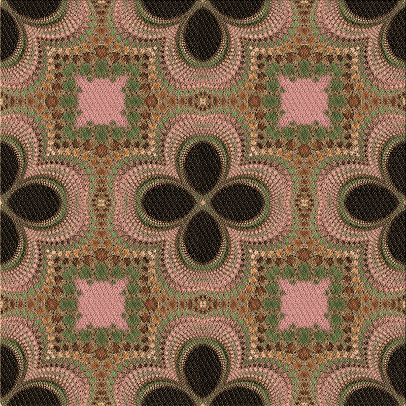 Tapis rose / vert / noir Burleigh, Carré 8 pi