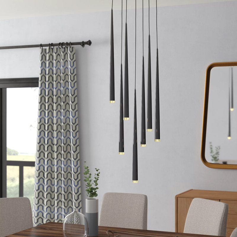 Luminaire suspendu cylindre grappe 7 lumières Liesel, Noir
