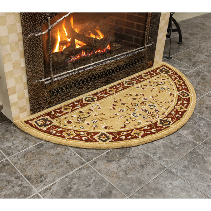 Tapis oriental en laine fait à la main Hearth, Demi-cercle 2 pi 2 po x 4 pi 7 po
