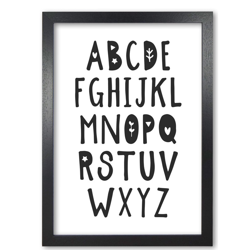 Alphabet - Painting, 60 cm H x 42 cm W x 5 cm D, Black Grain Frame